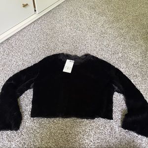 Black Fuzzy Zara Cropped Top